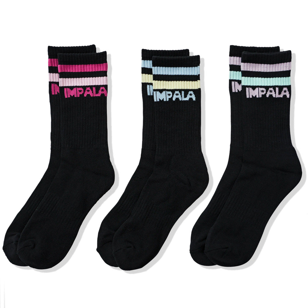 Impala-Black-Striped-Skate-Socks-Three-Pack