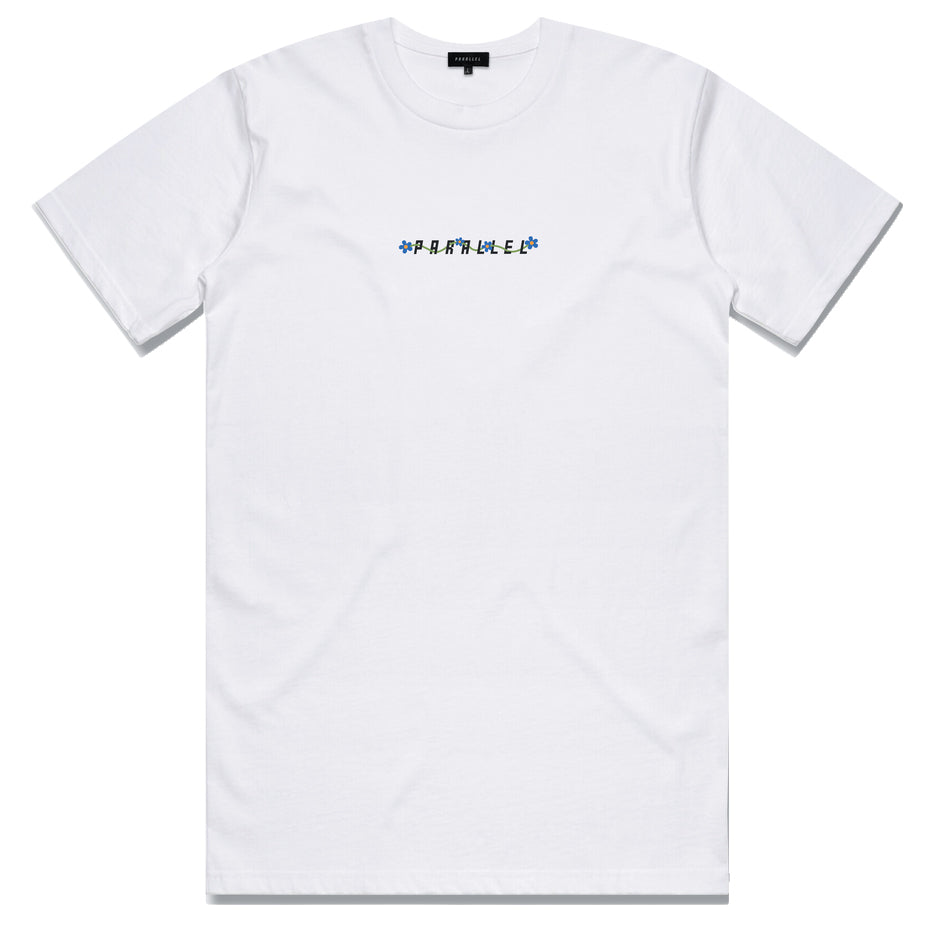 Parallel-Flower-Text-Logo-Tee-White-Front-View