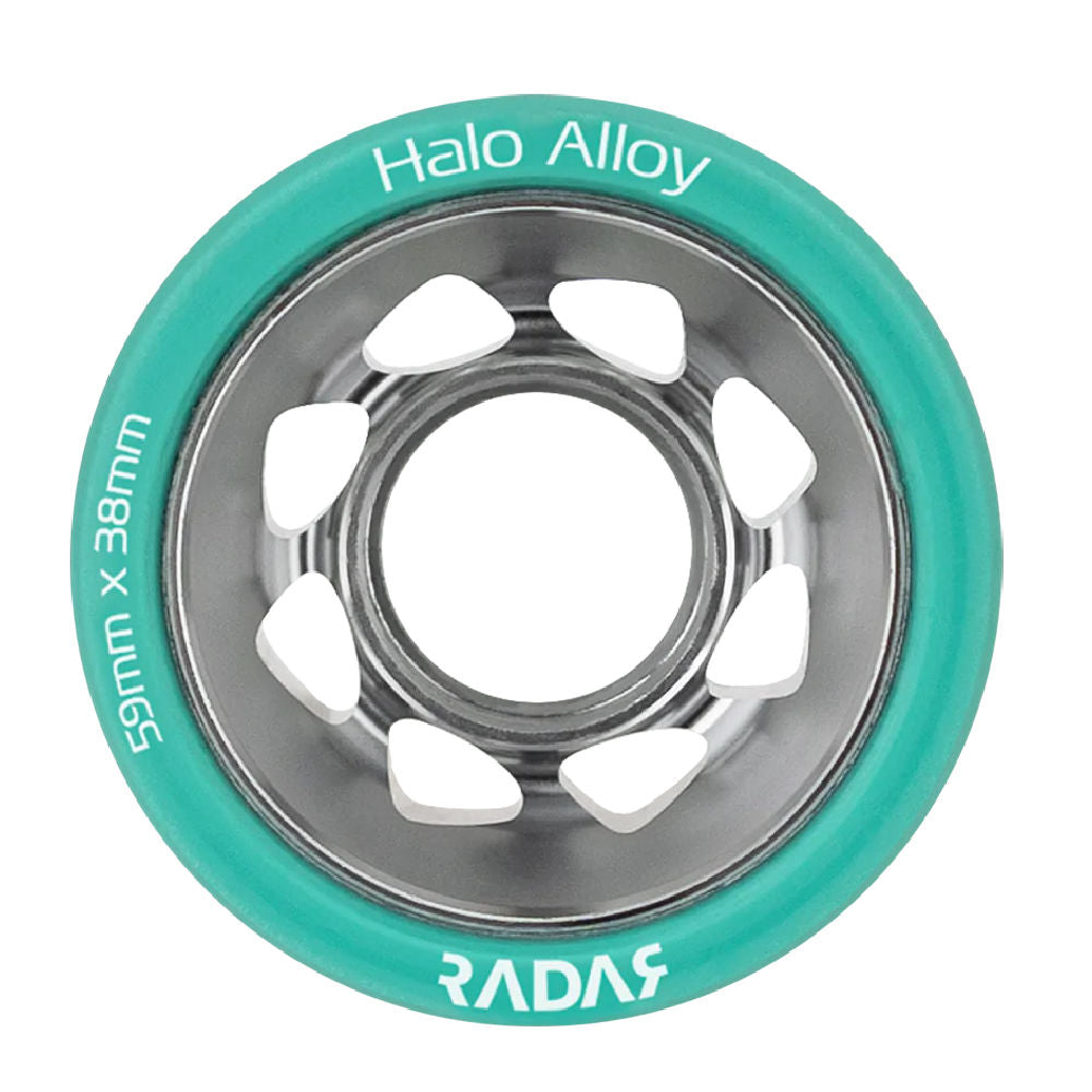 Radar-Halo-Alloy-Roller-Skate-Wheel-Teal-95a