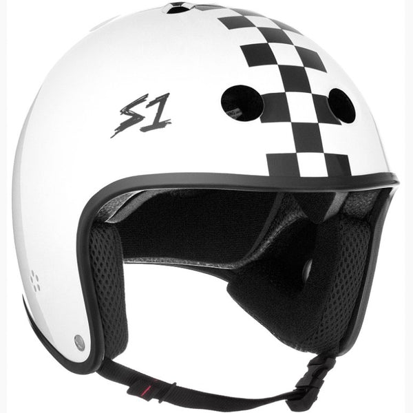 S-One-Retro-Lifer-Helmet-Black-And-White-Checkers-Front-Angled-View