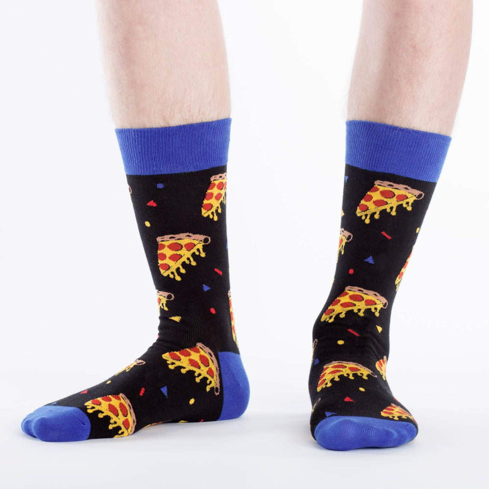 Sock- It-To- Me-Crew-Mens-Socks - Pizza-Party-Legs