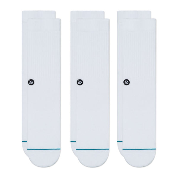 Stance-Icon-Socks-White-3-Pack-Laid-Flat