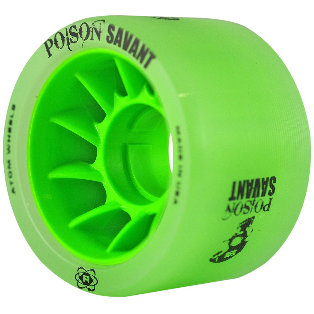 ATOM-Savant-Poison-4pack-of-Roller-Skate-Wheel  - Green-Angled