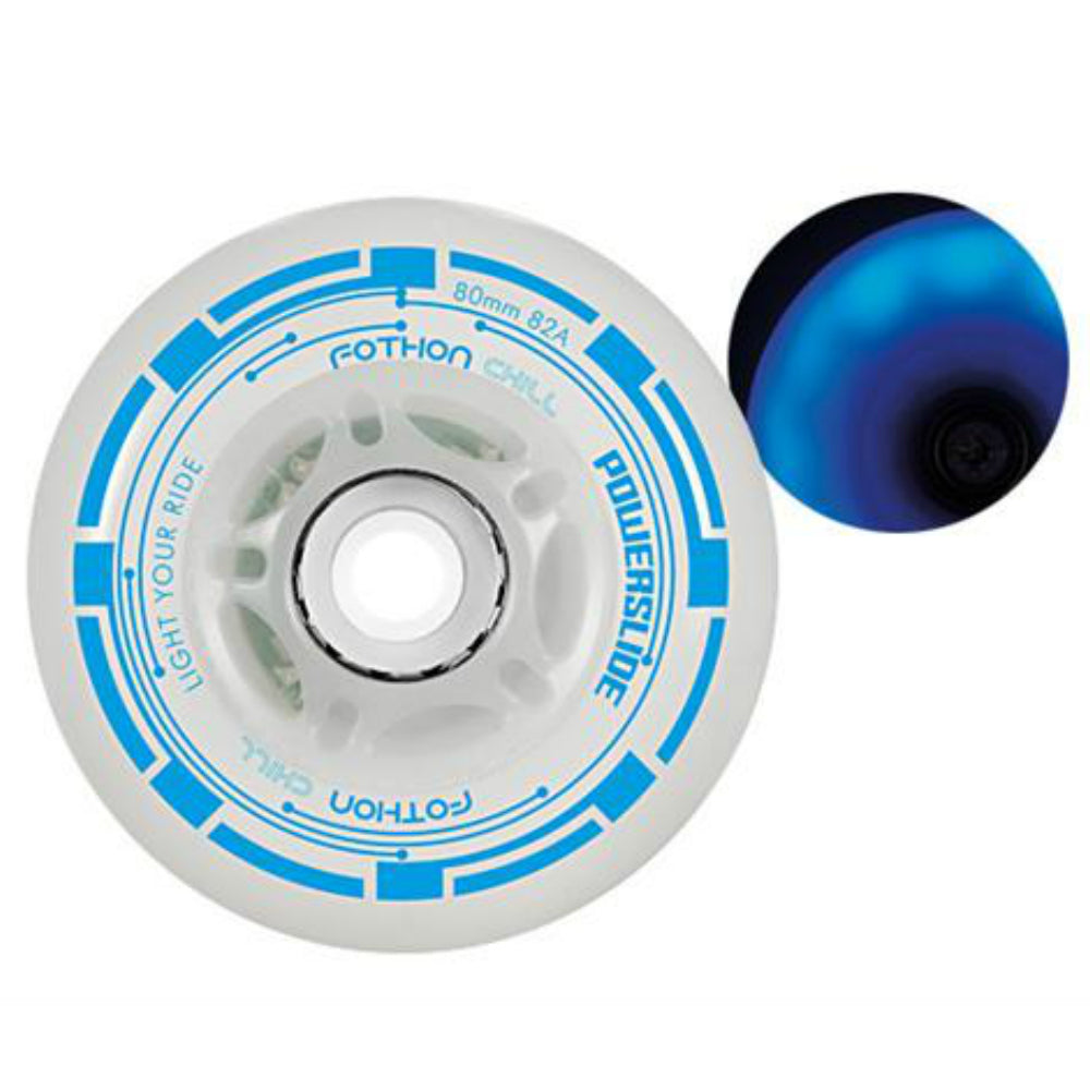 POWERSLIDE-Fothon-LED-76mm-4pack-Inline-Skate-Wheels-Blue