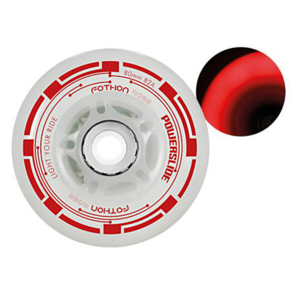 POWERSLIDE-Fothon-LED-76mm-4pack-Inline-Skate-Wheels-Red