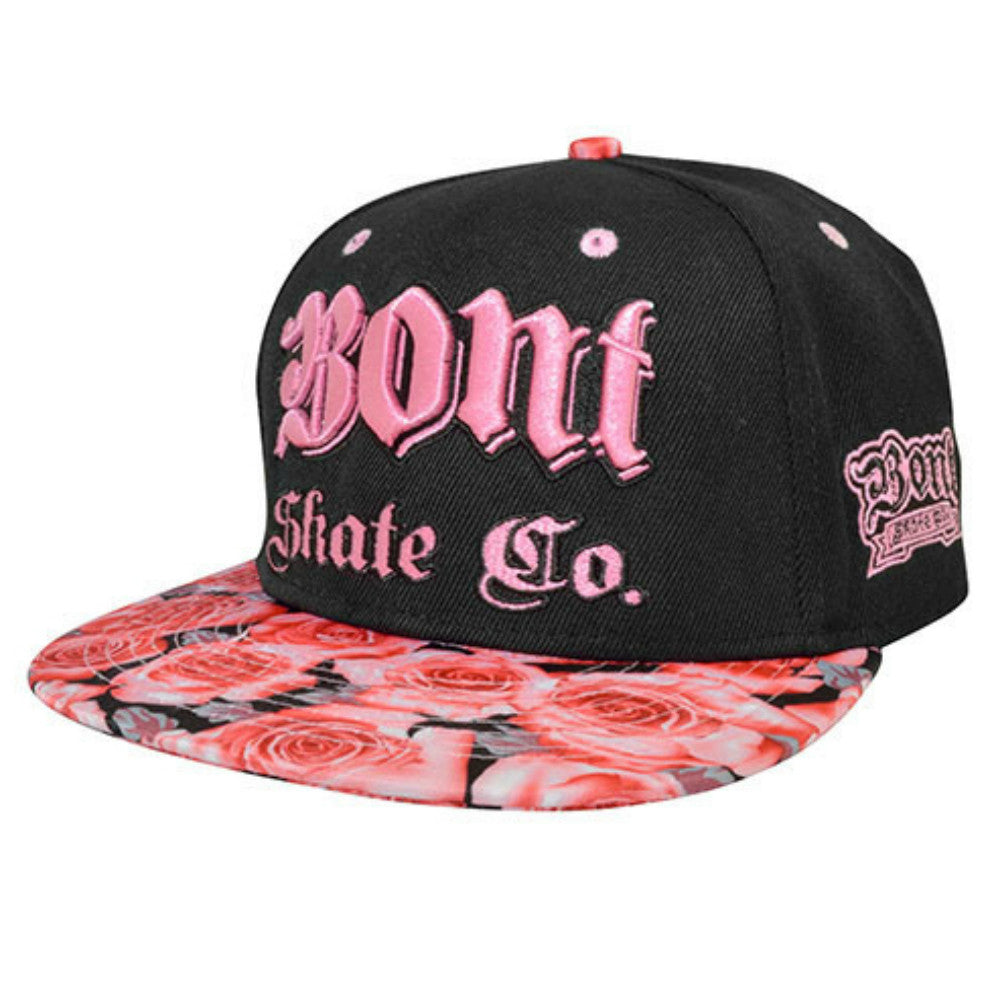 BONT-Snapback-Hat - Black-and-Roses